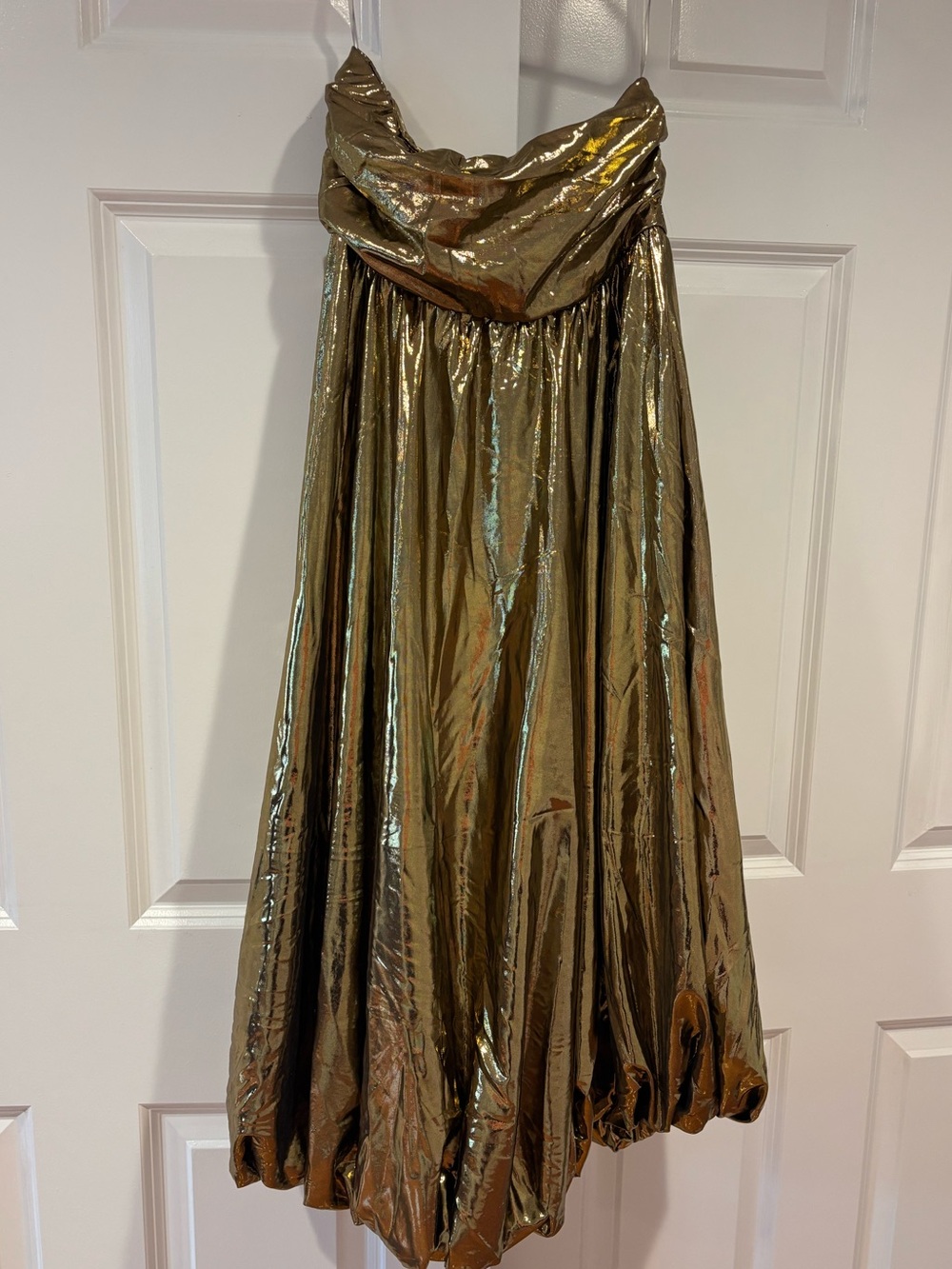 AKIRA Shiny Gold Strapless Dress